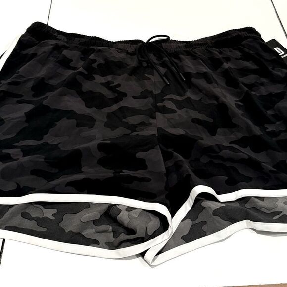 IDEOLOGY Womens Black Pocketed Camouflage Shorts Plus white stripes on side  3X - Picture 4 of 8